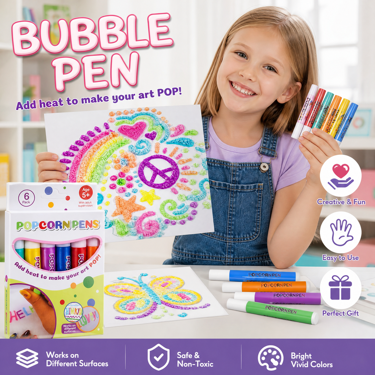 🔥Limited Time 50% Off!💕 🌈DIY Bubble Popcorn Drawing Pens🖍️
