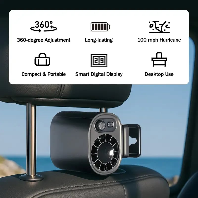 💥Summer Hot Sales❄️🏆 50K+ SOLD! – Almost Gone💨 AirFlex Car Fan 360°🔄| LED Display📈| USB⚡