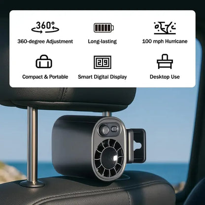 💥Summer Hot Sales❄️🏆 50K+ SOLD! – Almost Gone💨 AirFlex Car Fan 360°🔄| LED Display📈| USB⚡