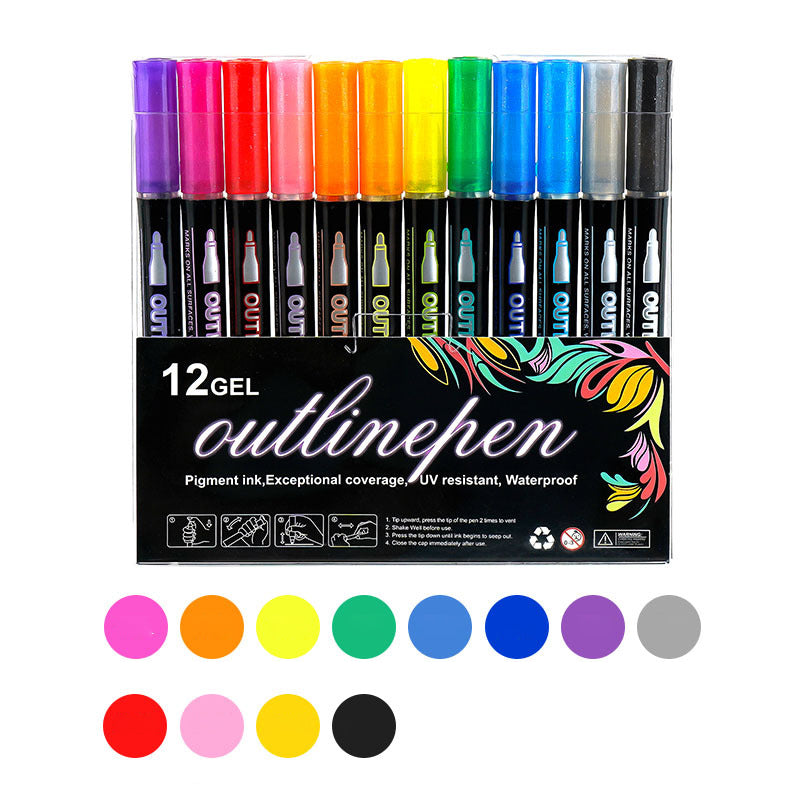🔥Limited time Offer 49%OFF-🎁 Double Outline Glitter Coloring Pen Set