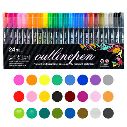 🔥Limited time Offer 49%OFF-🎁 Double Outline Glitter Coloring Pen Set