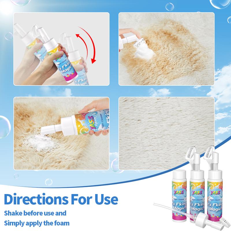 ⏳LAST DAY BUY 2 GET 1 FREE!!💖Clean Magic Foam Cleaner for Carpets & Upholstery – Pet Stain & Odour Remover with Cleaning Brush🧼🪄