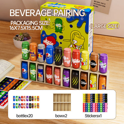 Baby Memory Matching Game, 10 Drink Bottle Pairs Toy, Color Recognition & Cognitive Development, Interactive Parent-Child Fun Activity