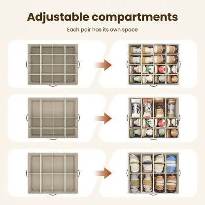 ⏰🔥LIMITED TIME 49% OFF! 👟 Fabric Shoe Organizer Storage Box – Foldable, Large Capacity, Dustproof & Breathable for Closet & Bedroom 🧺✨-UK