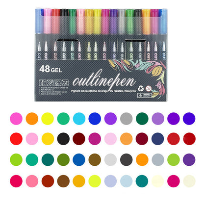 🔥Limited time Offer 49%OFF-🎁 Double Outline Glitter Coloring Pen Set