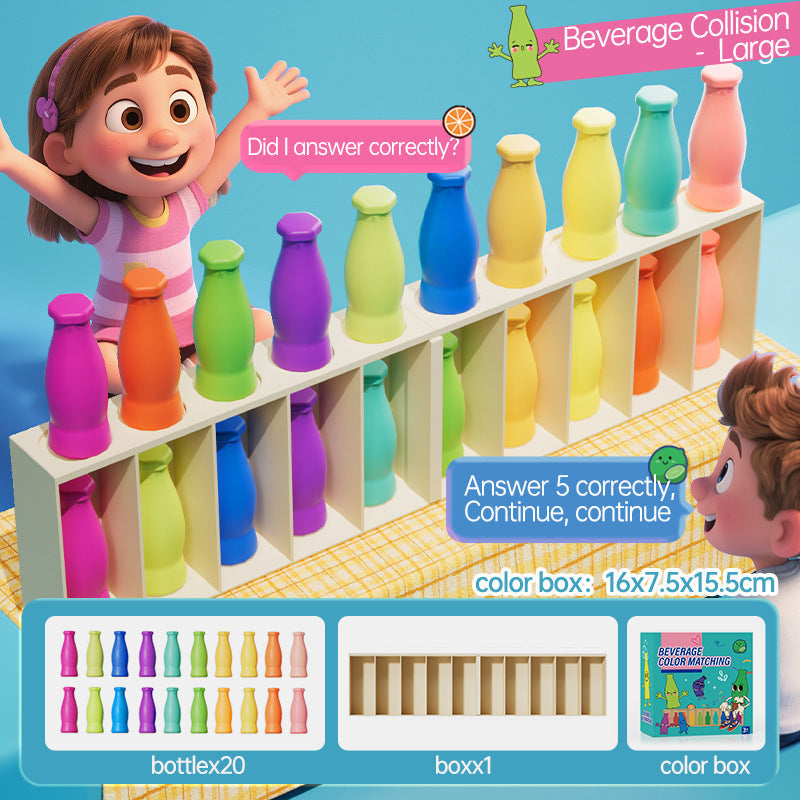 Baby Memory Matching Game, 10 Drink Bottle Pairs Toy, Color Recognition & Cognitive Development, Interactive Parent-Child Fun Activity