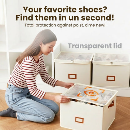⏰🔥LIMITED TIME 49% OFF! 👟 Fabric Shoe Organizer Storage Box – Foldable, Large Capacity, Dustproof & Breathable for Closet & Bedroom 🧺✨-UK