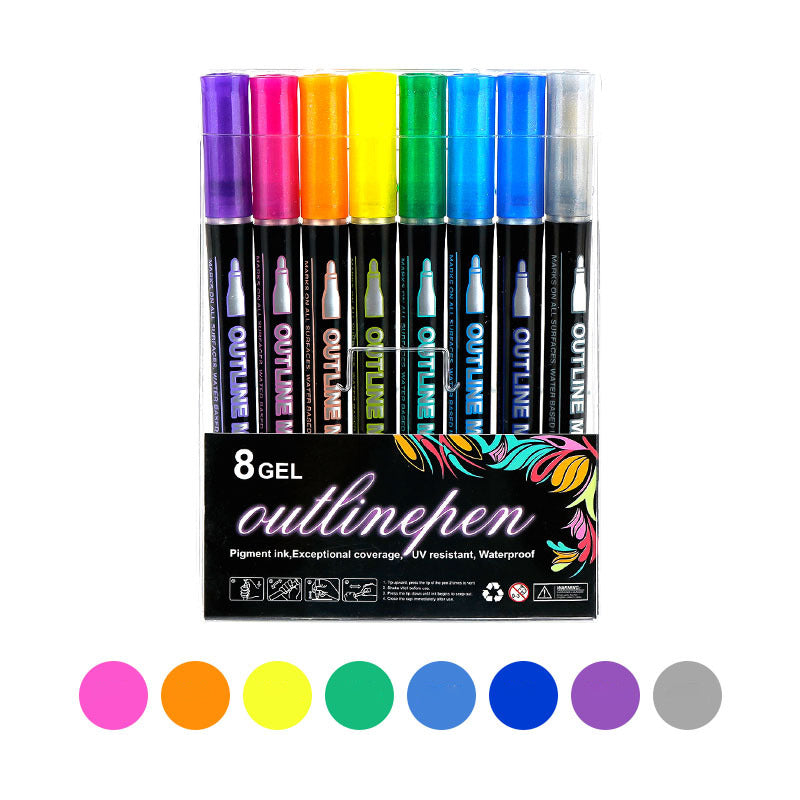🔥Limited time Offer 49%OFF-🎁 Double Outline Glitter Coloring Pen Set