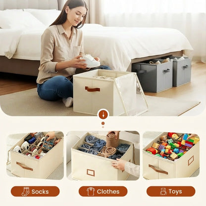 ⏰🔥LIMITED TIME 49% OFF! 👟 Fabric Shoe Organizer Storage Box – Foldable, Large Capacity, Dustproof & Breathable for Closet & Bedroom 🧺✨-UK