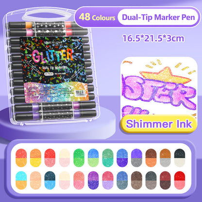🔥This Week's Special Price:£7.99!!✨🎁Dual-Tip Glitter Marker Pen