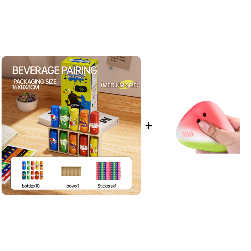 Baby Memory Matching Game, 10 Drink Bottle Pairs Toy, Color Recognition & Cognitive Development, Interactive Parent-Child Fun Activity