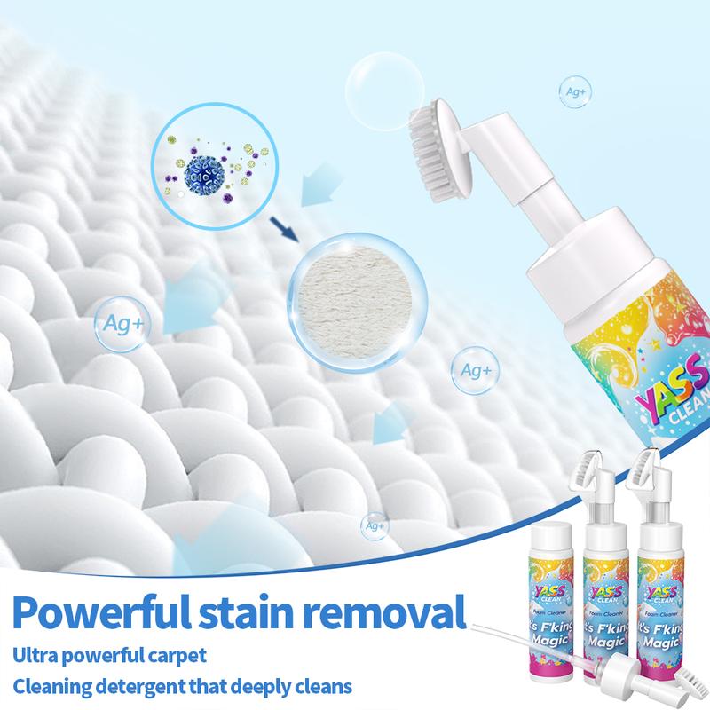 ⏳LAST DAY BUY 2 GET 1 FREE!!💖Clean Magic Foam Cleaner for Carpets & Upholstery – Pet Stain & Odour Remover with Cleaning Brush🧼🪄