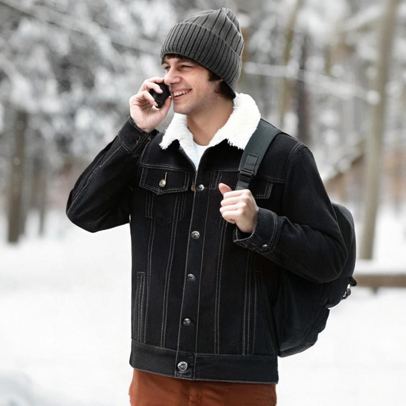 Men’s Casual Sherpa-Lined Denim Jacket