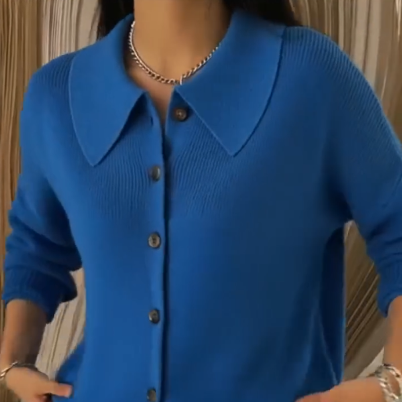 Women's Casual Ribbed Lapel Knit Cardigan