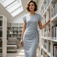 Women's Striped Side-Tie Midi Dress