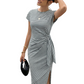 Women's Striped Side-Tie Midi Dress
