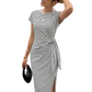 Women's Striped Side-Tie Midi Dress
