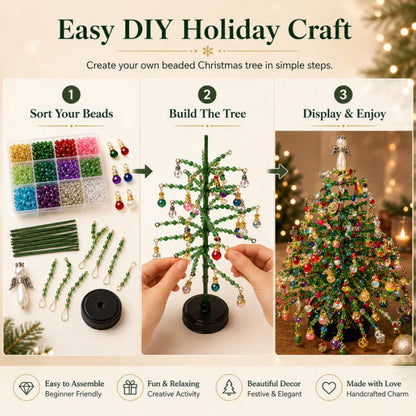 🔥Hot Sale 50% OFF🔥 Elegant Beaded Mini Christmas Tree – Collector's Holiday Decor Set, Tabletop 🎄